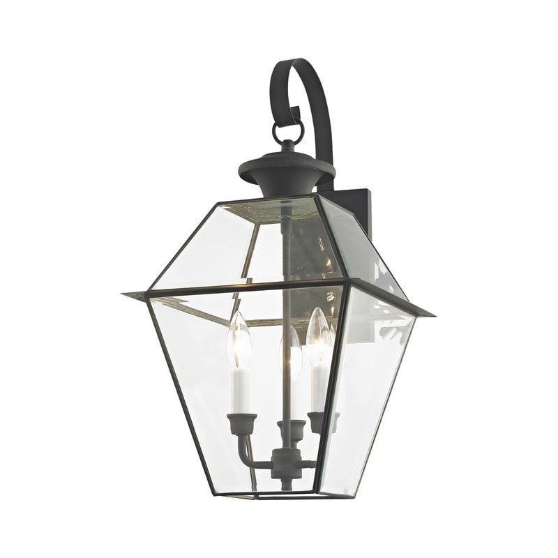 Beaumont Lane Contemporary Brass Outdoor Wall Lantern in Charcoal
