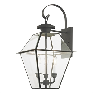 Beaumont Lane Contemporary Brass Outdoor Wall Lantern in Charcoal
