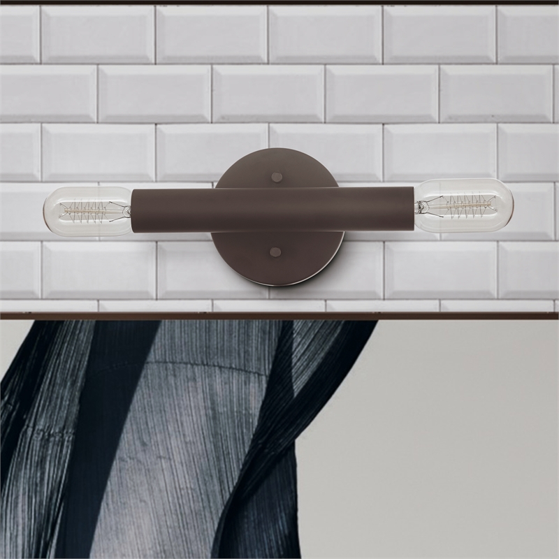 Beaumont Lane Mid-Century 2-Light Metal ADA Wall Sconce in Bronze