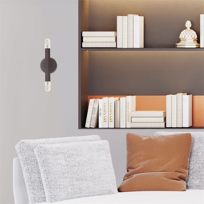 Beaumont Lane Mid-Century 2-Light Metal ADA Wall Sconce in Bronze