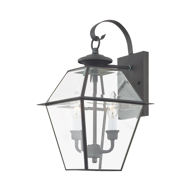 Beaumont Lane Contemporary 2 Light Outdoor Wall Lantern in Charcoal