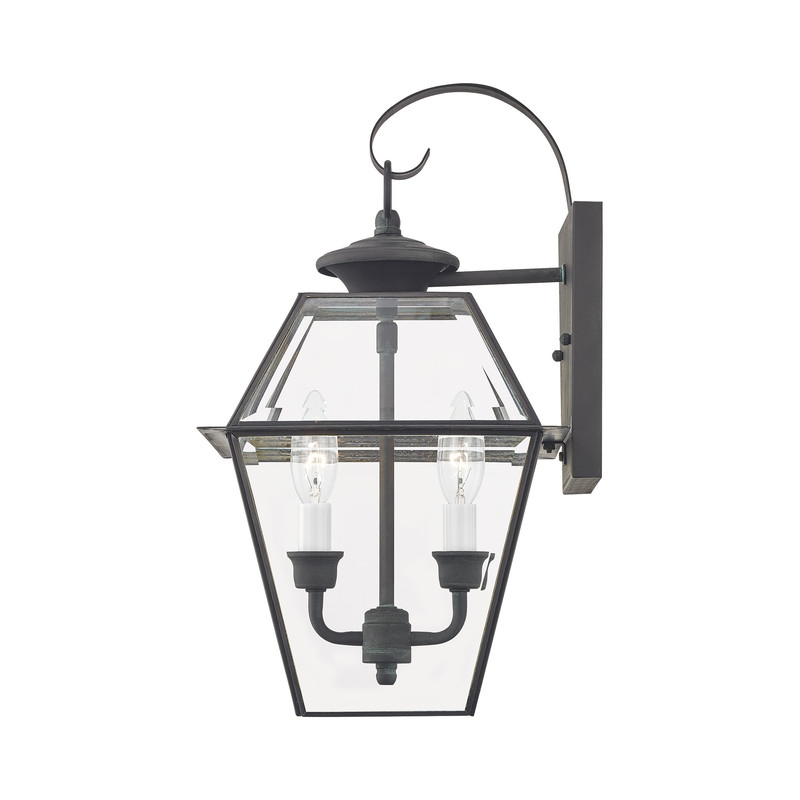 Beaumont Lane Contemporary 2 Light Outdoor Wall Lantern in Charcoal