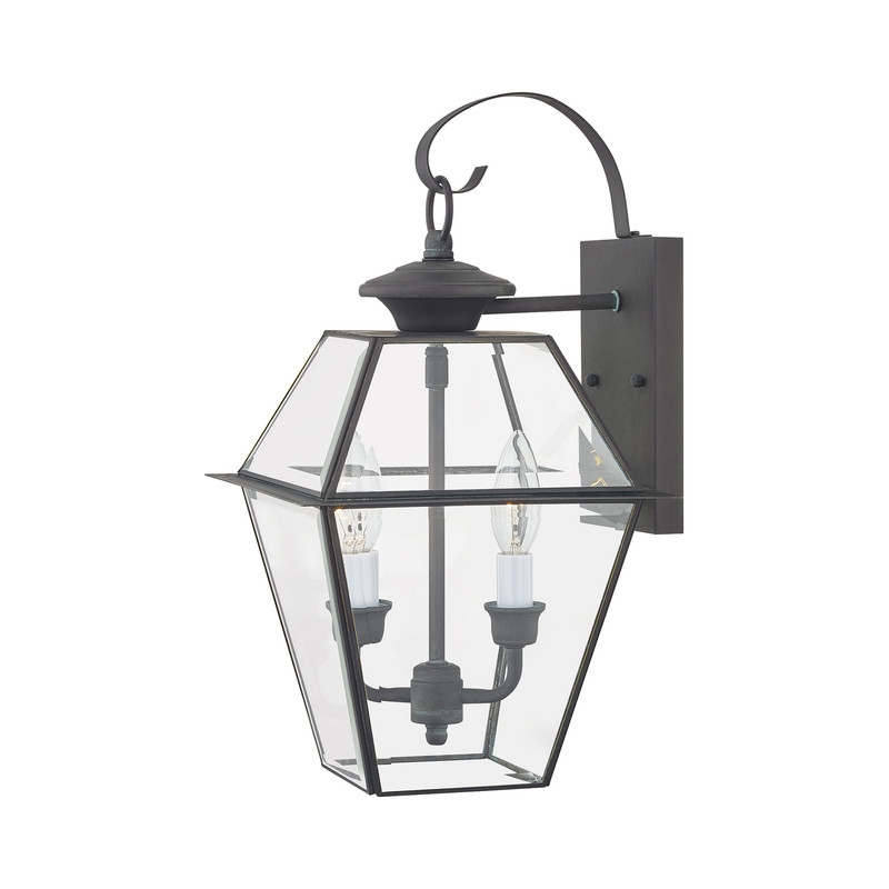 Beaumont Lane Contemporary 2 Light Outdoor Wall Lantern in Charcoal
