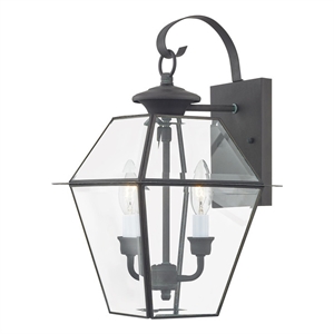 Beaumont Lane Contemporary 2 Light Outdoor Wall Lantern in Charcoal