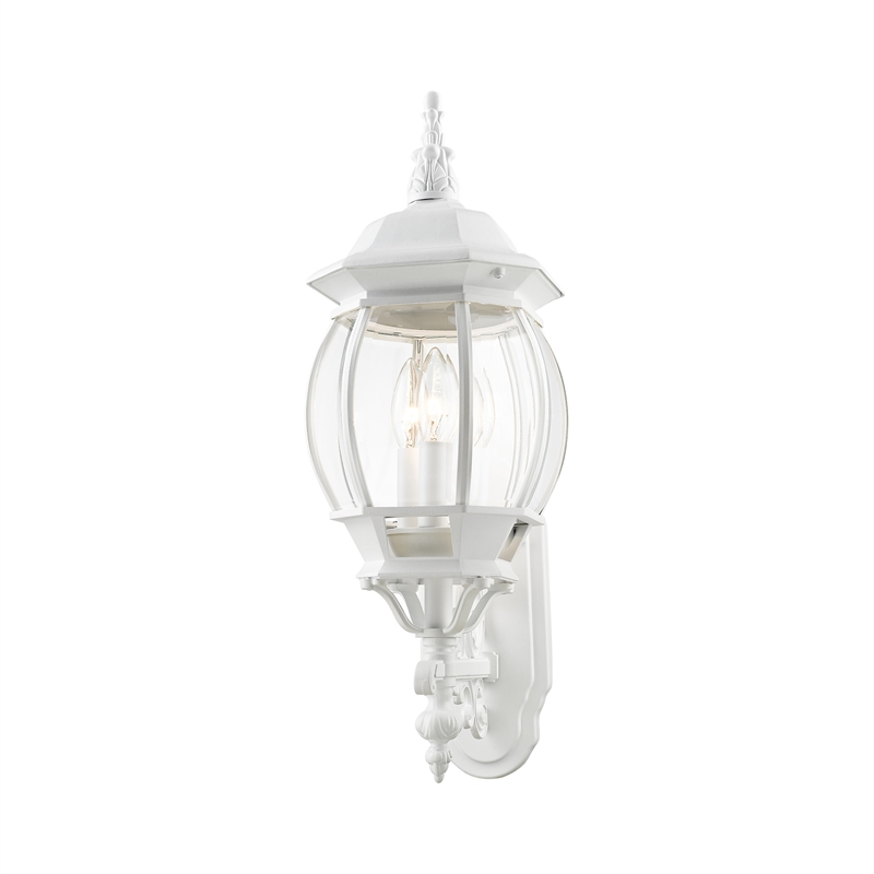 Beaumont Lane Traditional 3-Light Metal Outdoor Wall Lantern in Textured White