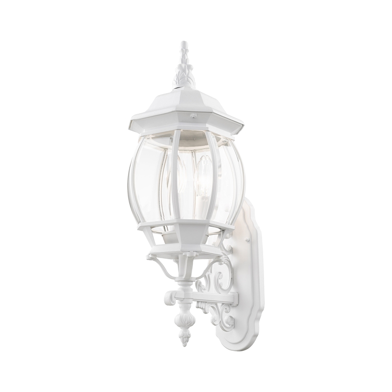 Beaumont Lane Traditional 3-Light Metal Outdoor Wall Lantern in Textured White