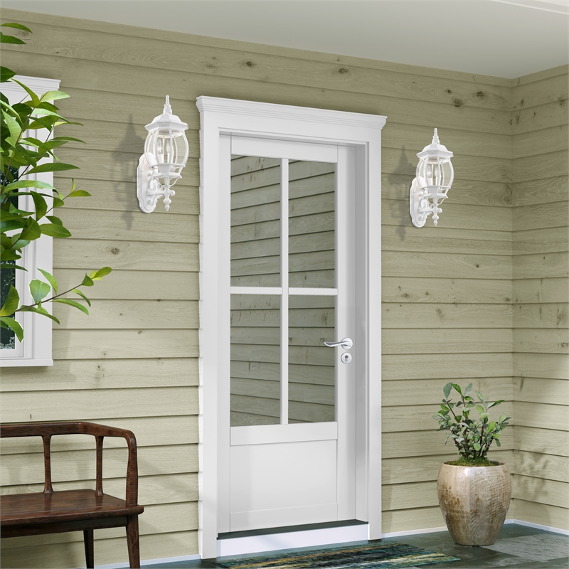 Beaumont Lane Traditional 3-Light Metal Outdoor Wall Lantern in Textured White