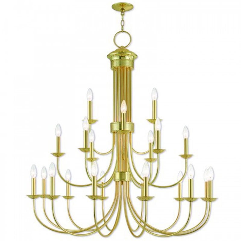 Beaumont Lane Contemporary 15 Light Foyer Chandelier in Polished Brass