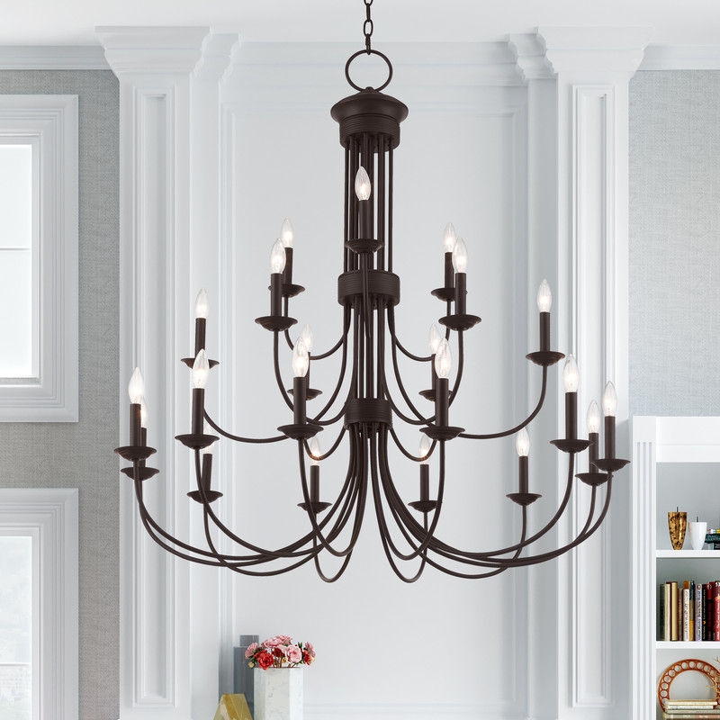 Beaumont Lane Contemporary 15 Light Foyer Chandelier in Bronze