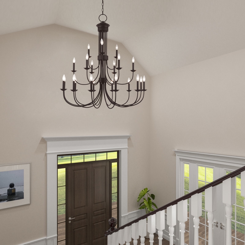 Beaumont Lane Contemporary 15 Light Foyer Chandelier in Bronze