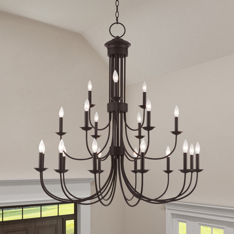 Beaumont Lane Contemporary 15 Light Foyer Chandelier in Bronze