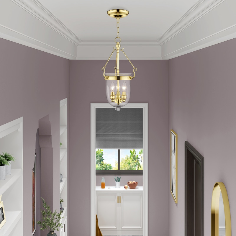 Beaumont Lane Contemporary 3 Light Polished Brass Chain Lantern