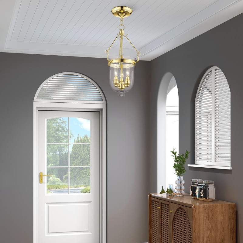 Beaumont Lane Contemporary 3 Light Polished Brass Chain Lantern