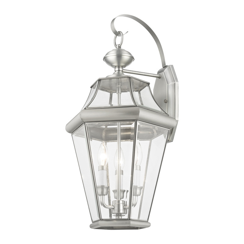 Beaumont Lane Contemporary Outdoor Wall Lantern in Brushed Nickel