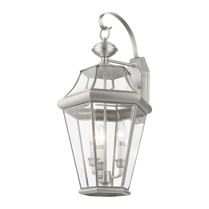 Beaumont Lane Contemporary Outdoor Wall Lantern in Brushed Nickel