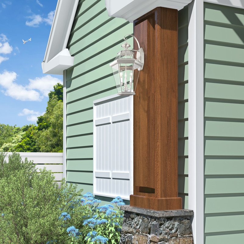 Beaumont Lane Contemporary Outdoor Wall Lantern in Brushed Nickel