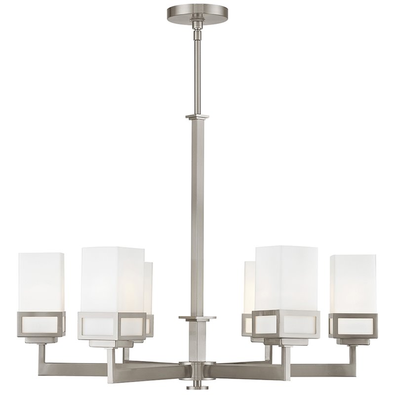 Beaumont Lane Contemporary 6 Light Chandelier in Brushed Nickel