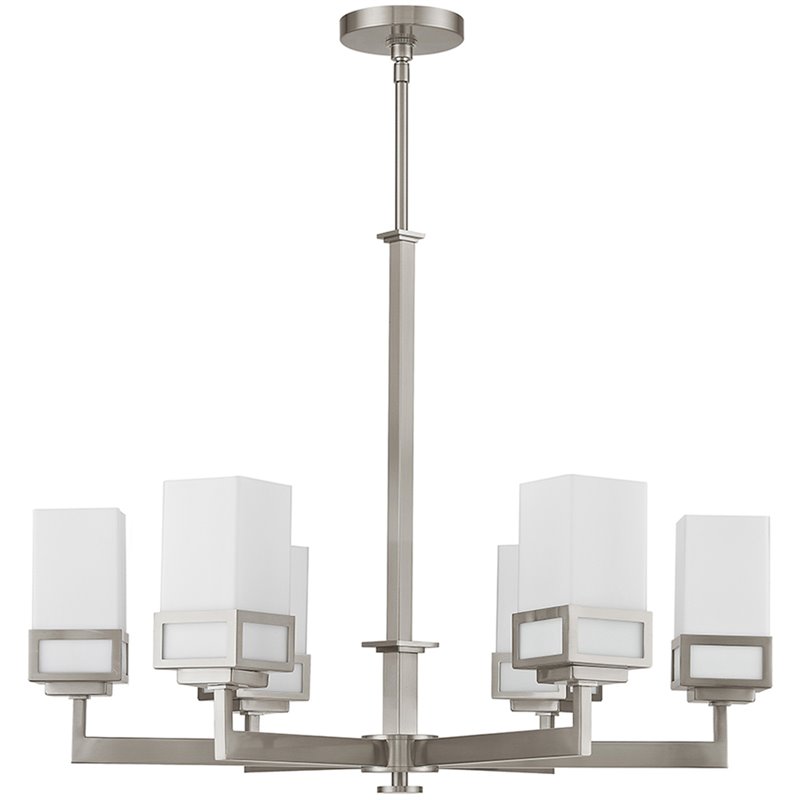 Beaumont Lane Contemporary 6 Light Chandelier in Brushed Nickel