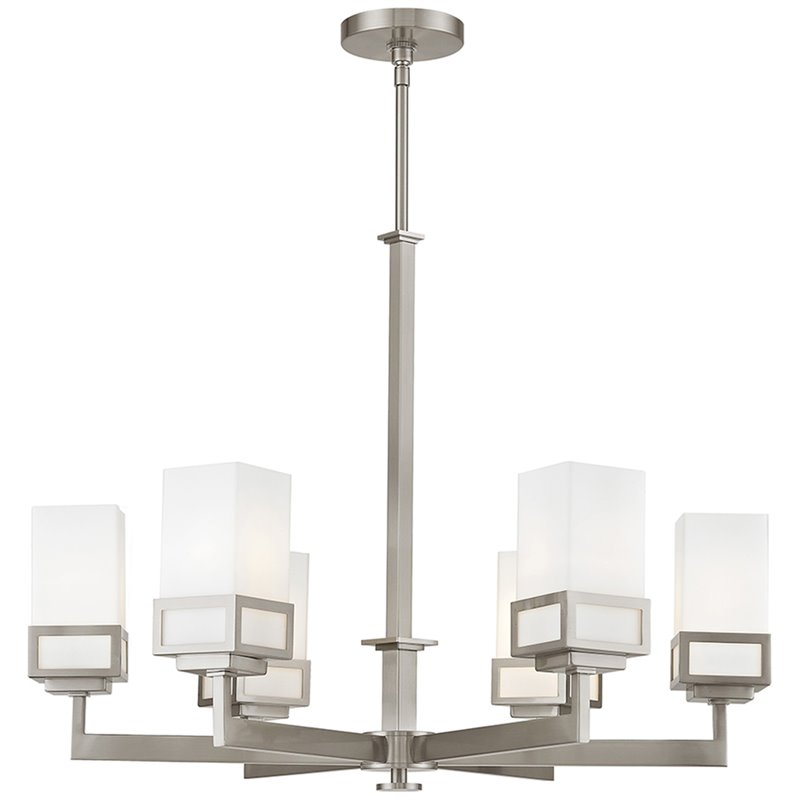 Beaumont Lane Contemporary 6 Light Chandelier in Brushed Nickel