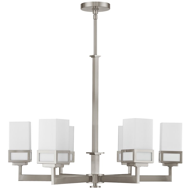 Beaumont Lane Contemporary 6 Light Chandelier in Brushed Nickel