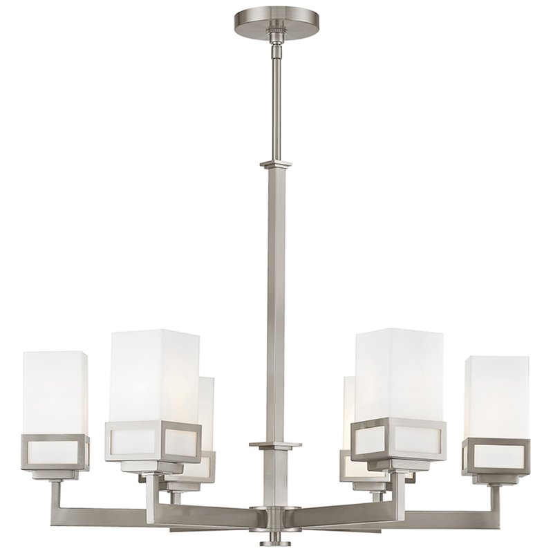 Beaumont Lane Contemporary 6 Light Chandelier in Brushed Nickel