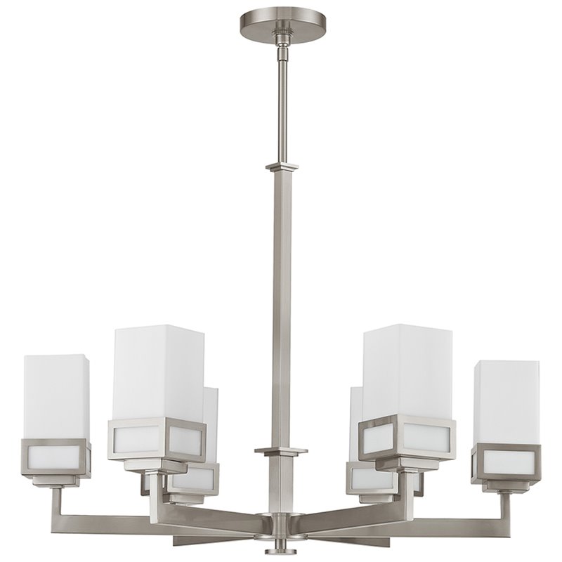 Beaumont Lane Contemporary 6 Light Chandelier in Brushed Nickel