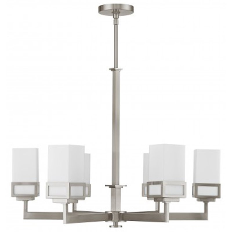 Beaumont Lane Contemporary 6 Light Chandelier in Brushed Nickel