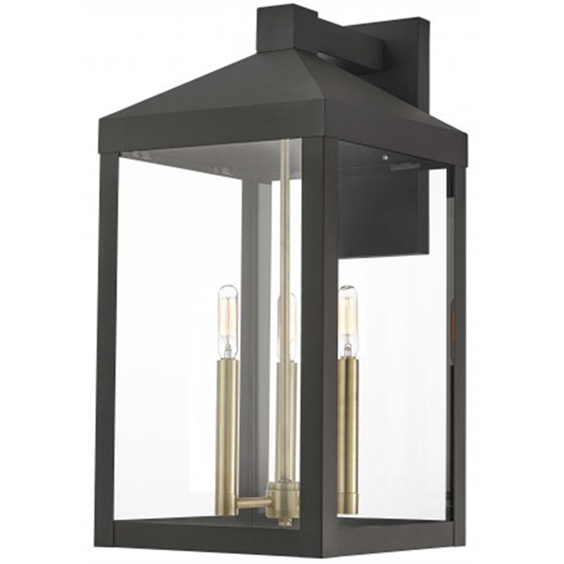 Beaumont Lane Contemporary 3 Light Outdoor Wall Lantern in Bronze