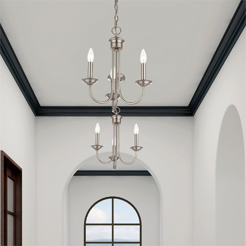 Beaumont Lane Contemporary 3 Light Chandelier in Brushed Nickel