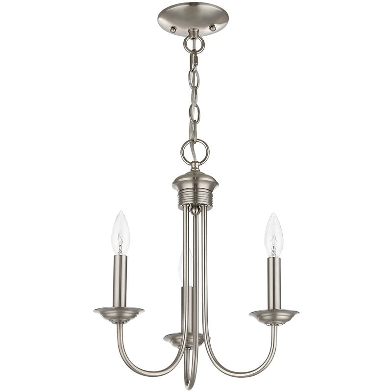Beaumont Lane Contemporary 3 Light Chandelier in Brushed Nickel
