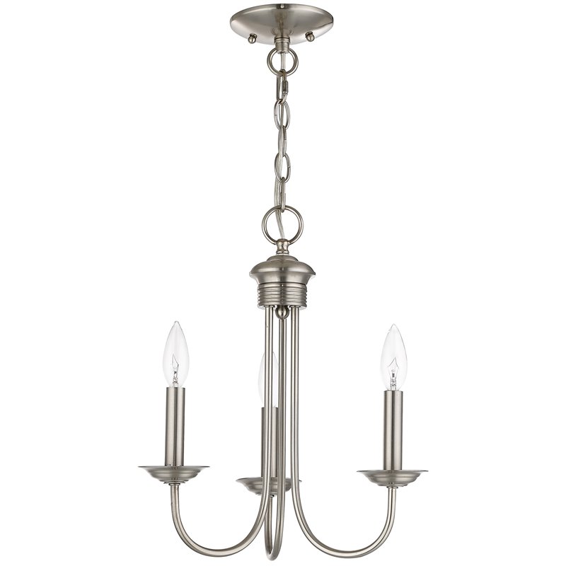 Beaumont Lane Contemporary 3 Light Chandelier in Brushed Nickel