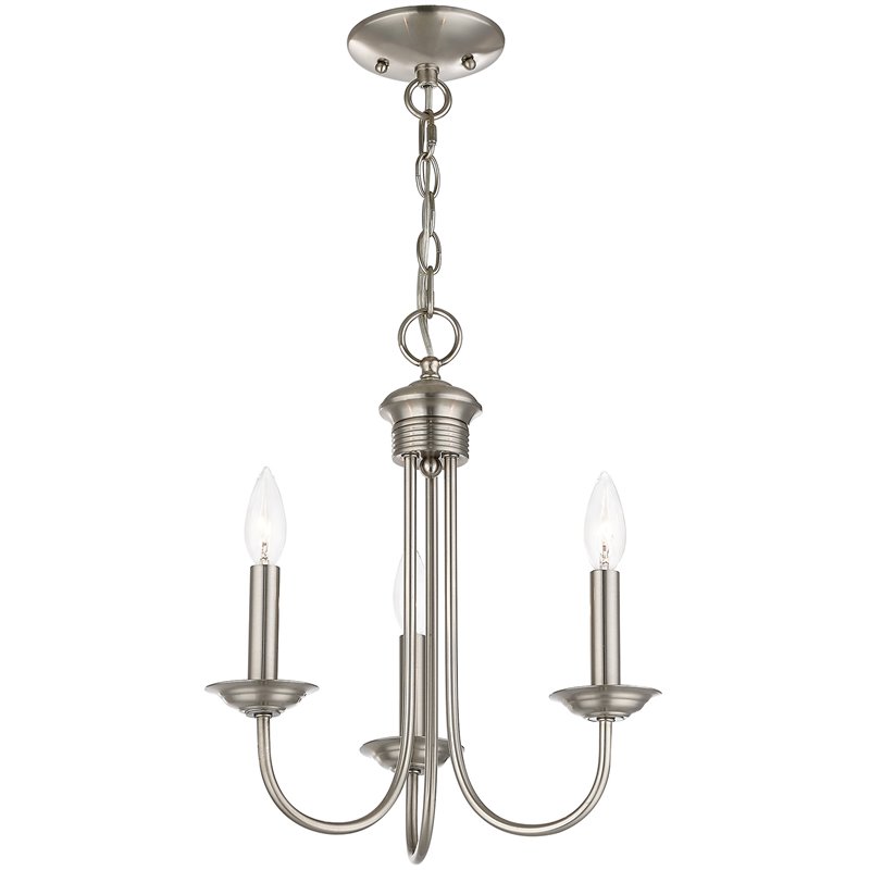 Beaumont Lane Contemporary 3 Light Chandelier in Brushed Nickel