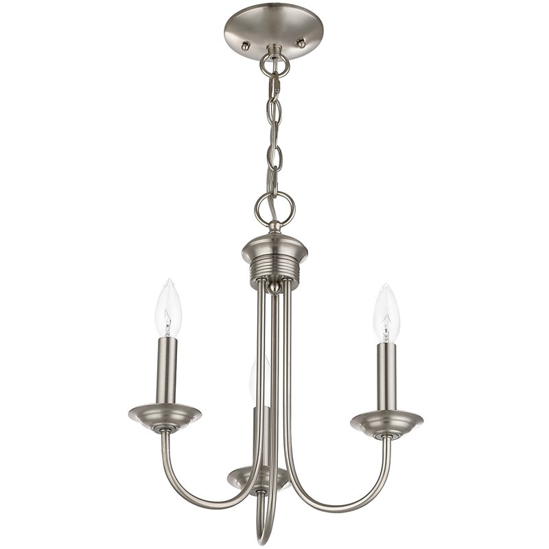 Beaumont Lane Contemporary 3 Light Chandelier in Brushed Nickel