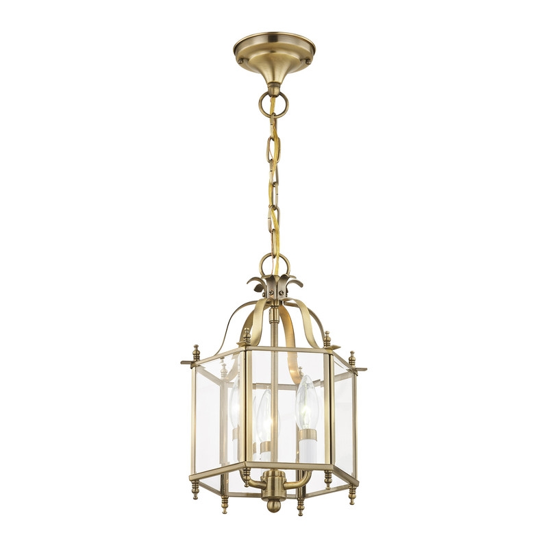 Beaumont Lane Contemporary 3 Light Antique Brass Chain Hang/Ceiling Mount