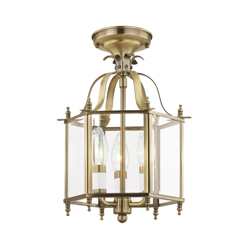 Beaumont Lane Contemporary 3 Light Antique Brass Chain Hang/Ceiling Mount