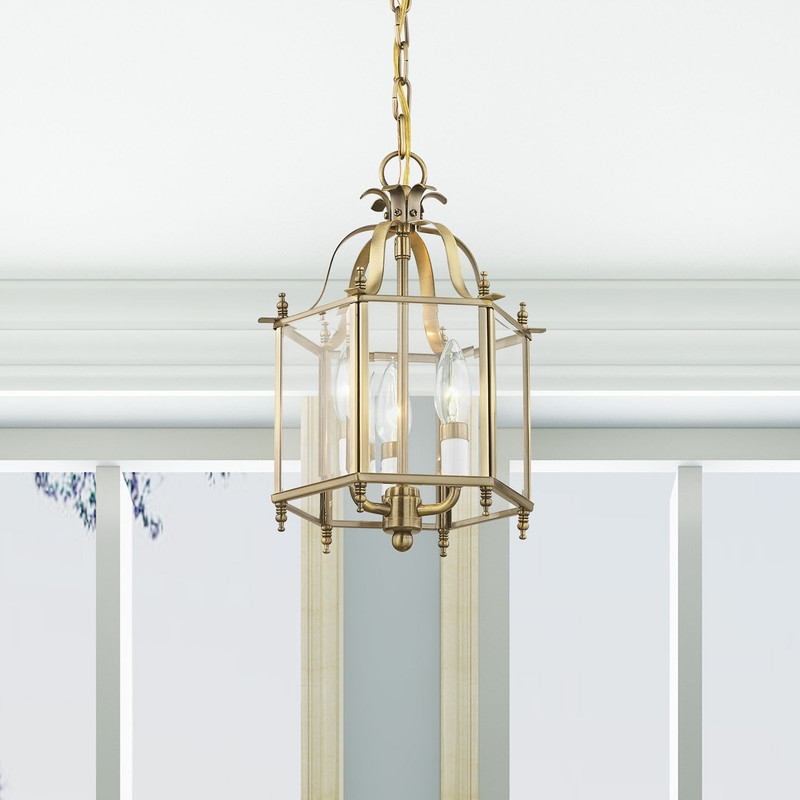 Beaumont Lane Contemporary 3 Light Antique Brass Chain Hang/Ceiling Mount