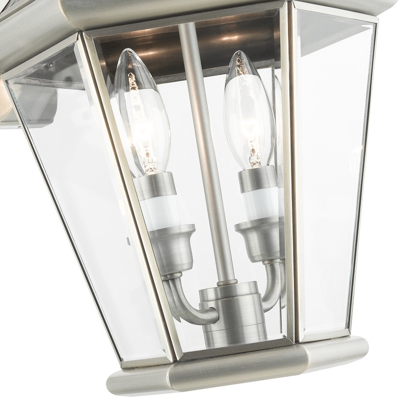 Beaumont Lane Contemporary 2 Light Outdoor Wall Lantern in Brushed Nickel