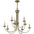 Beaumont Lane Contemporary 9 Light Chandelier in Antique Brass