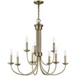 Beaumont Lane Contemporary 9 Light Chandelier in Antique Brass