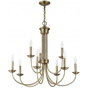 Beaumont Lane Contemporary 9 Light Chandelier in Antique Brass