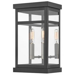 Beaumont Lane Contemporary 2 Light Outdoor Wall Lantern in Black