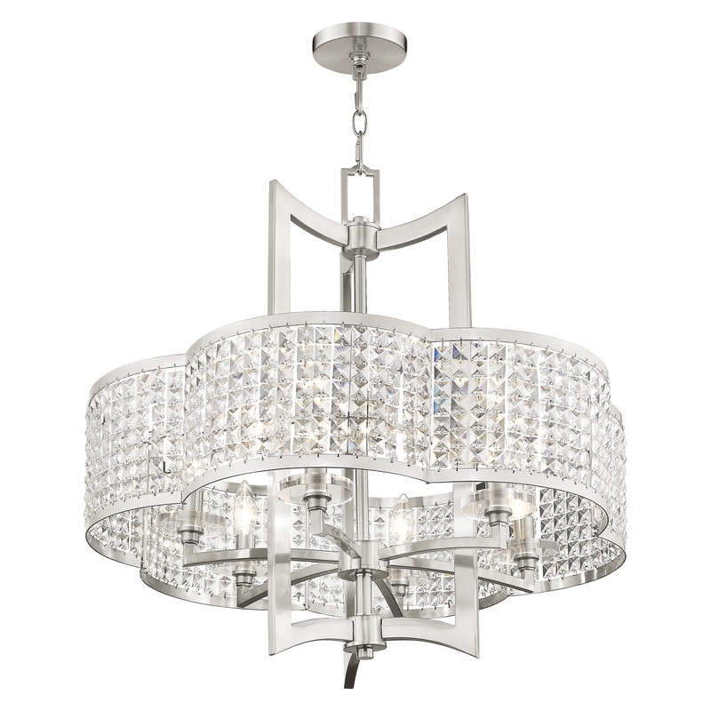Beaumont Lane Contemporary Steel Chandelier in Brushed Nickel