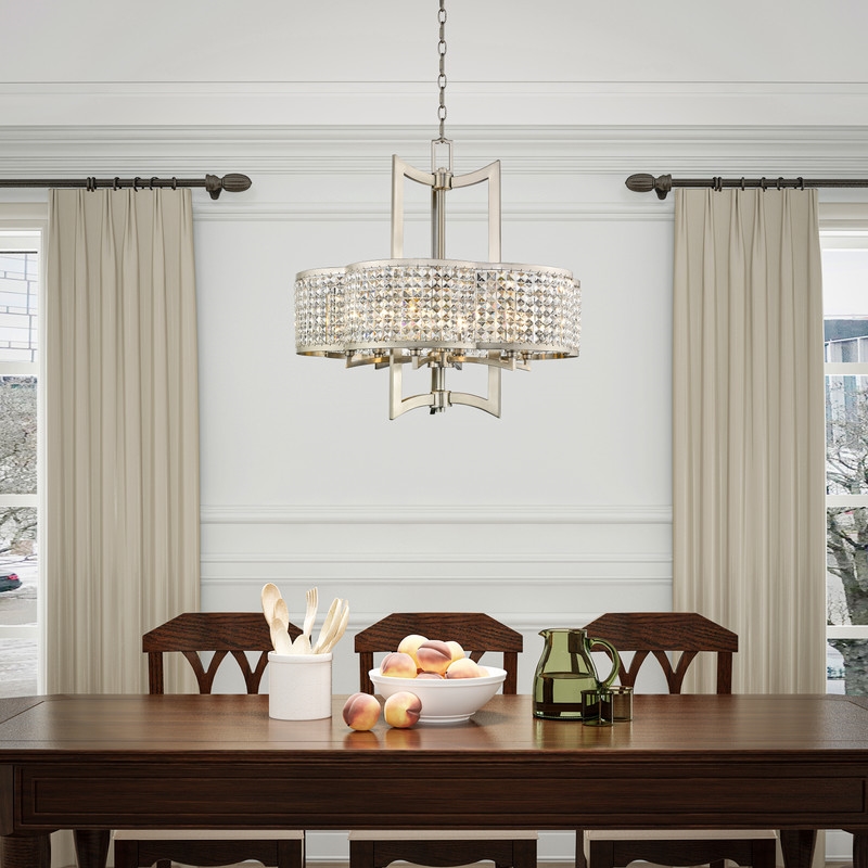 Beaumont Lane Contemporary Steel Chandelier in Brushed Nickel