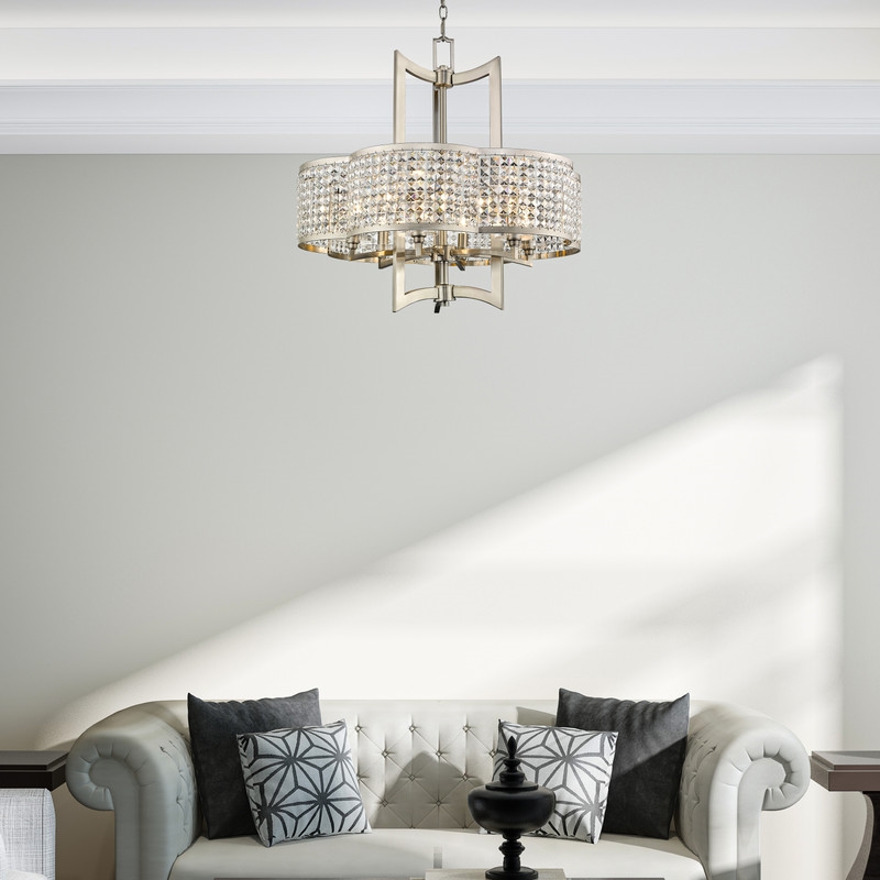Beaumont Lane Contemporary Steel Chandelier in Brushed Nickel