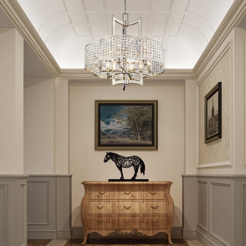 Beaumont Lane Contemporary Steel Chandelier in Brushed Nickel