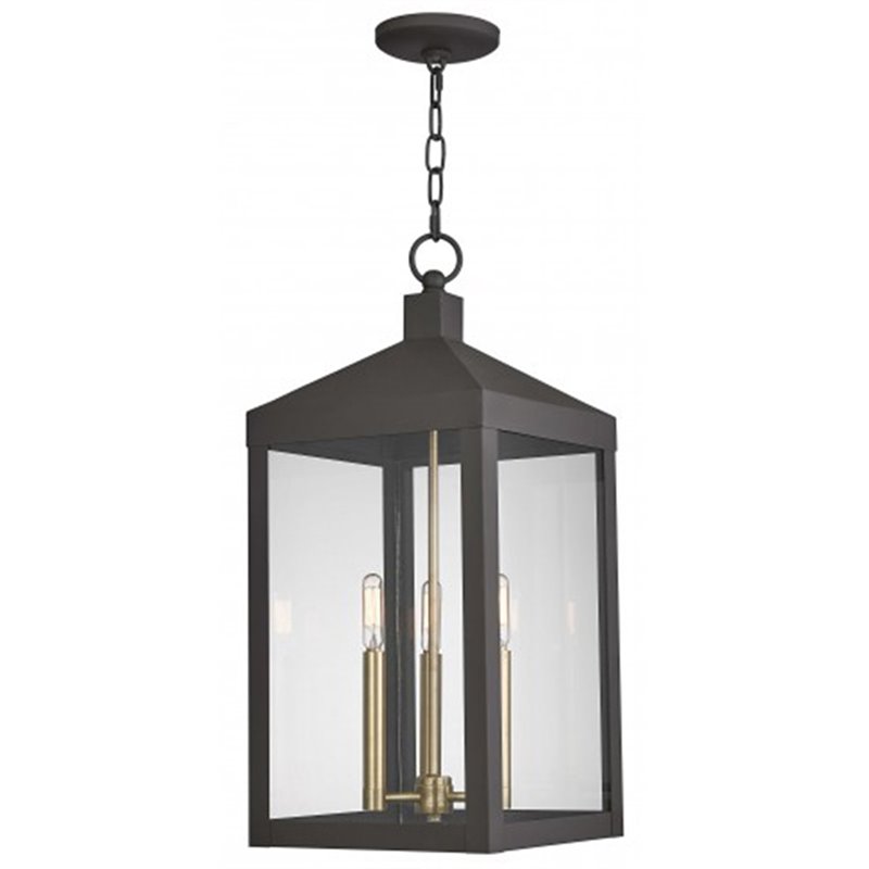 Beaumont Lane Contemporary 3 Light Outdoor Hanging Lantern in Bronze