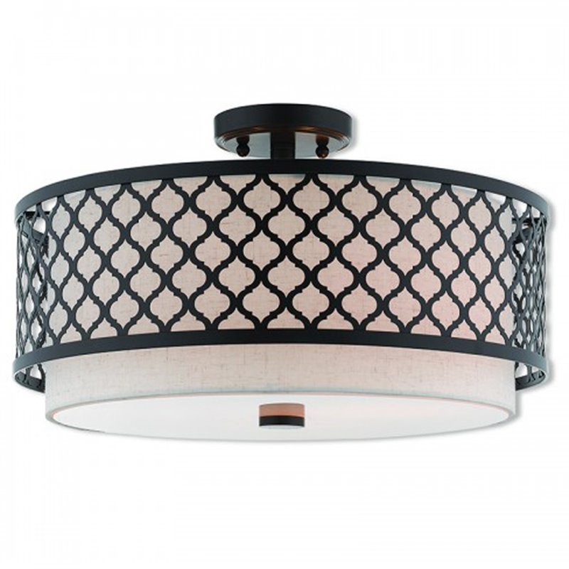 Beaumont Lane Contemporary 3 Light Semi Flush Mount in English Bronze