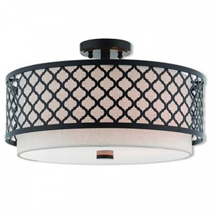Beaumont Lane Contemporary 3 Light Semi Flush Mount in English Bronze