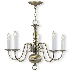 Beaumont Lane Contemporary 5 Light Chandelier in Antique Brass