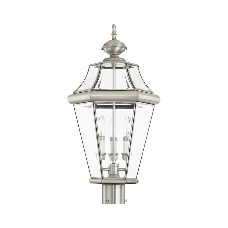 Beaumont Lane Contemporary Outdoor Post Lantern in Brushed Nickel